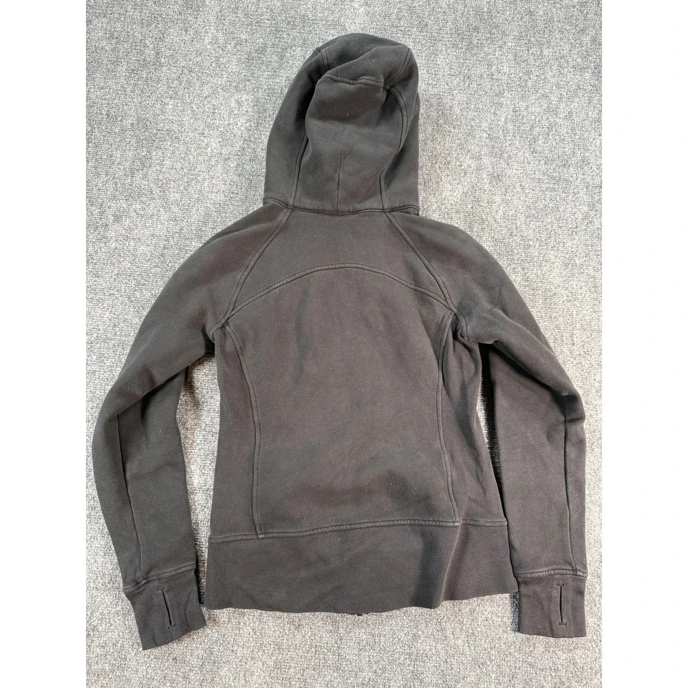 Lululemon Scuba Hoodie Womens Small Black Full‎ Zip Thumbholes Sweatshirt Logo - Picture 12 of 13